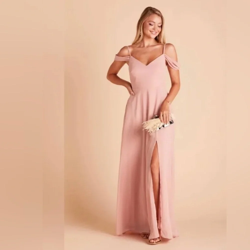 Birdy Grey DEVIN CONVERTIBLE DRESS CHIFFON DUSTY ROSE LARGE NWOT BRIDESMAID SLIT